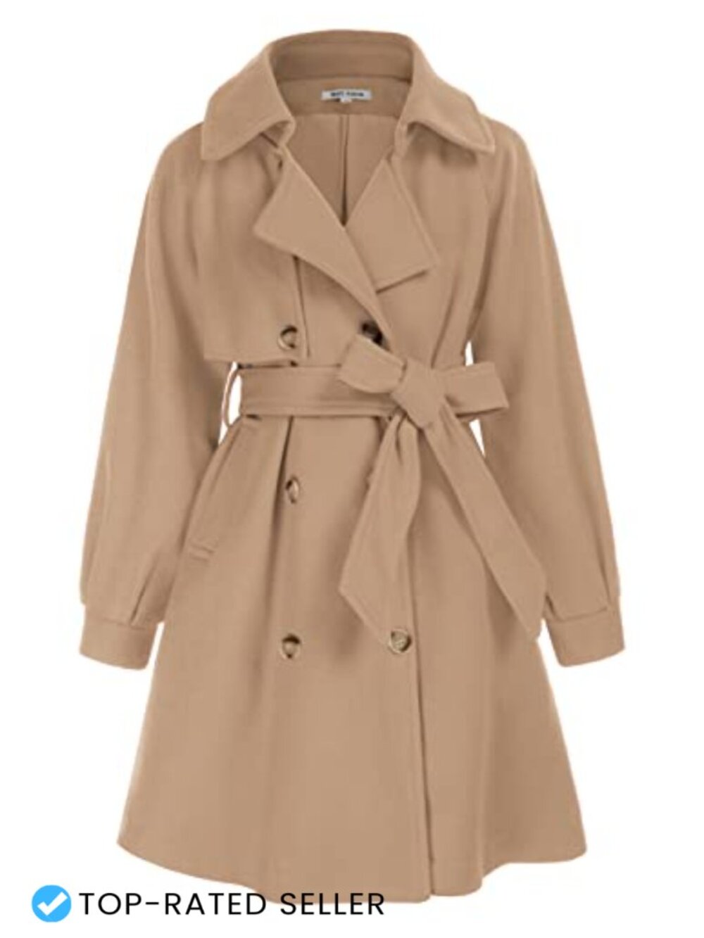 Girls Double Breasted Trench Dress Coat Belted Winter Long Sleeve